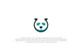 logo panda head leaf minimalist Royalty Free Stock Photo