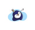 The logo Penguin is a sleepy princess. Cartoonish animal character