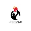 logo of person carrying torch flame, sport logos