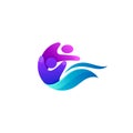 Logo of a person swimming, sport design template Royalty Free Stock Photo