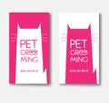 Logo for pet grooming salon with cat silhouette. Animals hair