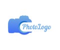 Logo of photo camera in blue color Royalty Free Stock Photo