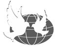 Logo of a pigeon with globe.