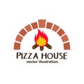 Logo pizza. Pizza baked in a traditional wood oven