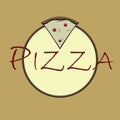 Logo of a pizza on a brown background