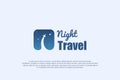 logo plane night travel rectangle Royalty Free Stock Photo
