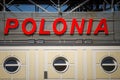 Poland, Warsaw, Logo of Polish football club POLONIA on the Kazimierz-Sosnkowski Stadium Royalty Free Stock Photo