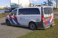 Logo politie on vVehicle of the port police of Rotterdam at the Botlek harbor