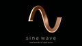 Logo, poster of sinusoid, sine curve, a smooth periodic oscillation, a continuous waving.