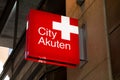 The logo of the prestigious City Akuten private clinic in Stockholm, Sweden which performs various physical examinations and