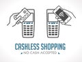 Cashless purchases - no cash accepted - shopping concept - cell phone and card payment only Royalty Free Stock Photo