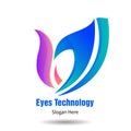 Eyes Technology graphic for business lodging, room and hotel rental Logo sign vector illustration for application