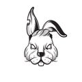 Logo Rabbit ears folded with fierce facial hair