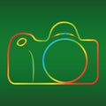 Logo with rainbow camera for photographer on green background. Camera photography icon template illustration design