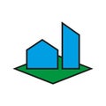 Logo of a real estate agency, a construction company, architectural bureau. Abstract logo with houses.