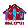 Logo real estate house and friendship people vector image