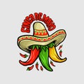 Logo Restaurant Cinco de Mayo  Mexican Chili Mascot Royalty Free Stock Photo