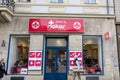 Logo of Rieker Shoes in front of their store for Prague. Royalty Free Stock Photo