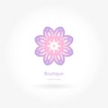 Logo with rose in pastel colors. Pink petals. Wedding mandala. Logtype for boutique, flower shop, business. Company mark, emblem,