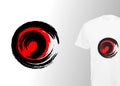 Logo round grunge print. Stylish t-shirt and apparel modern design with fashion black and red splash circle, vector isolated Royalty Free Stock Photo