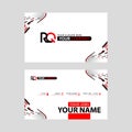 Logo RQ design with a black and red business card with horizontal and modern design.