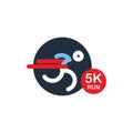 Logo for running marathon. Silhouette Runner at Finish Line. Simple flat symbol. vector illustration Royalty Free Stock Photo
