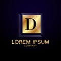 D Letter Alphabet Gold Premium Logo