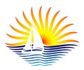 The logo with the sailboat and sun Royalty Free Stock Photo