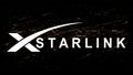 Logo satellite internet company Starlink SpaceX on a black background with grunge texture