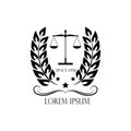 Logo scales and crown. logo of a notary, a lawyer, a symbol of justice and law