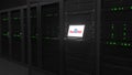 BAIDU logo on the screen in a modern server room. Conceptual editorial 3d rendering Royalty Free Stock Photo