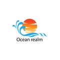 Logo sea water and sun. color illustration. Nature design vector Royalty Free Stock Photo