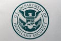 Indianapolis - Circa August 2018: Logo and seal of the United States Department of Homeland Security. DHS runs ICE I Royalty Free Stock Photo