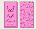 Logo and seamless pattern for Fashionable women`s lingerie collection, illustration sketch. BRAND STYLE of women`s lace