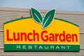 Logo of the self-service company Lunch Garden on a restaurant in Brussels in Belgium