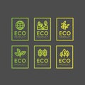 Logo Set Badge Fresh Organic, Eco Product, Bio Ingredient Label Badge with Leaf, Earth