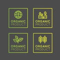 Logo Set Badge Fresh Organic, Eco Product, Bio Ingredient Label Badge with Leaf, Earth