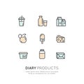 Logo Set Badge. Lactose, Diary, Milk Products. Farm and Organic symbols