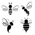 logo set bee black vector Royalty Free Stock Photo