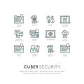 Logo Set of Cuber Security, Secure Access, Network Protection and Privacy