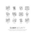 Logo Set of Cuber Security, Secure Access, Network Protection and Privacy