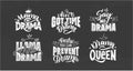 Logo set for Girls Drama. Hand drawn lettering composition