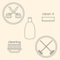 Logo set of household cleaning objects