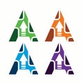 Letter A with arrow logo design vector