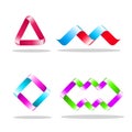 Logo sets, designs with folding patterns such as ribbons, modern styles and various shapes Royalty Free Stock Photo