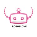 Logo for sexshop. Robot sexual erotic logotype for business. Pink