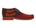 Logo of a shoe repair shop, workshop shoemaker. Design element for signboard, banner, flyer, poster and other use. Cowboy boot.