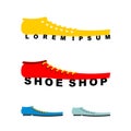 Logo shoes. Long boots. Emblem for shoe store or shoe production