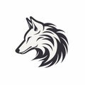 Minimalistic Black And White Wolf Head Logo Illustration Royalty Free Stock Photo