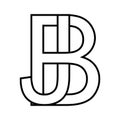 Logo sign bj jb icon, double letters, logotype b j